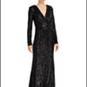 Eliza J Long Sleeve V Neck Sequin Gown size 6